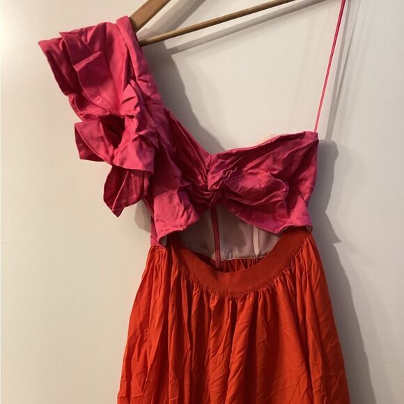 AMUR RTR Pink Red Cleopatra Pleated Dress - Picture 8 of 15